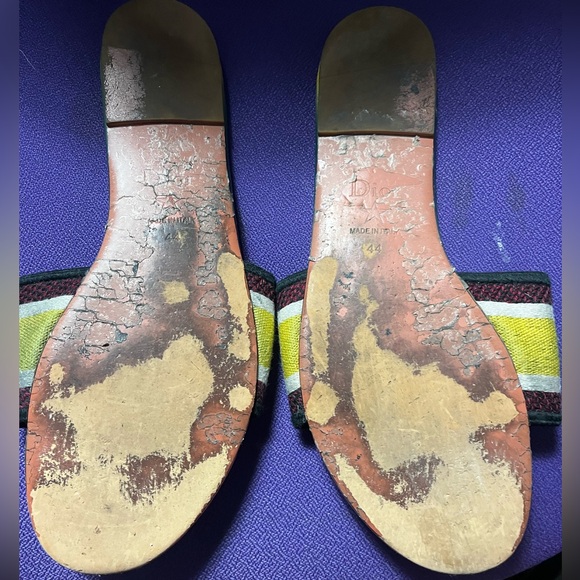 Christian Dior Dway Rainbow Multicolor Embroidered Logo Slides Sz 10 Sandals - Picture 14 of 14